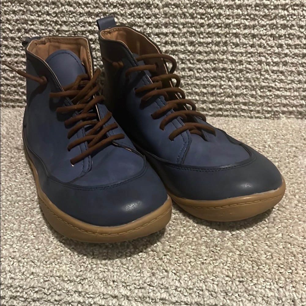 Kids Navy Chukka Boots with Brown Laces
